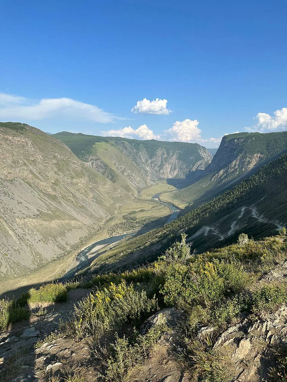 Чулышманская долина среди высоких гор